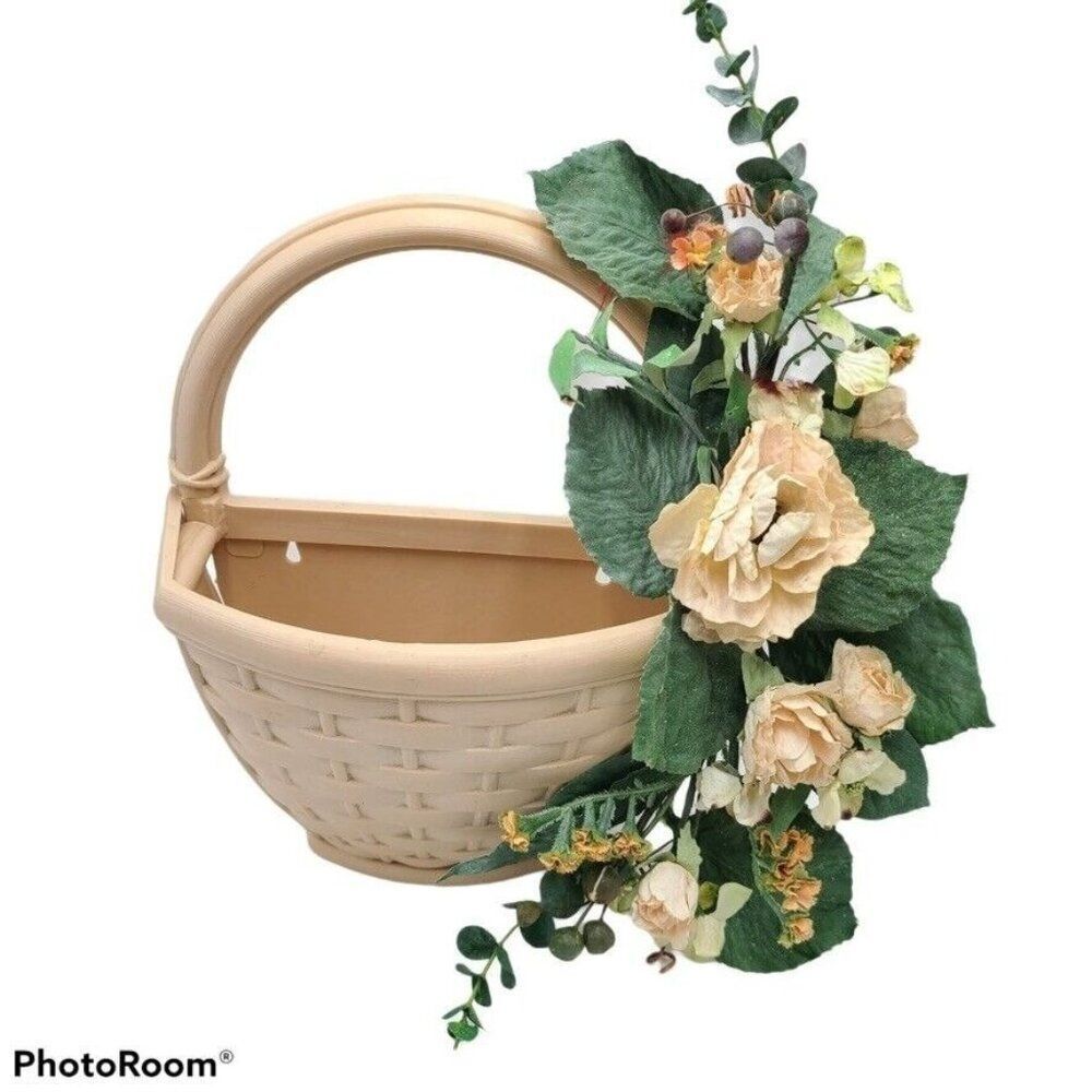 Vintage HOMCO Home Interiors & Gifts Syroco Wall Planter Basket Swag 4975 Lot 2